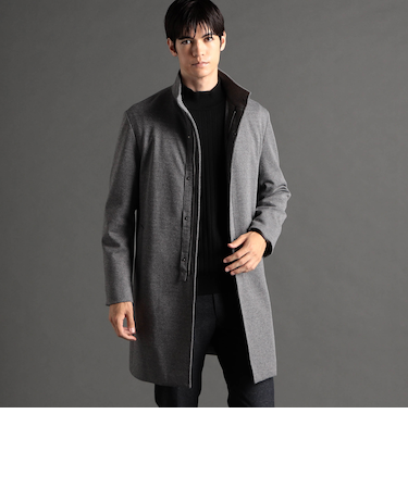 ダブルジャカードニット スタンドカラーコート