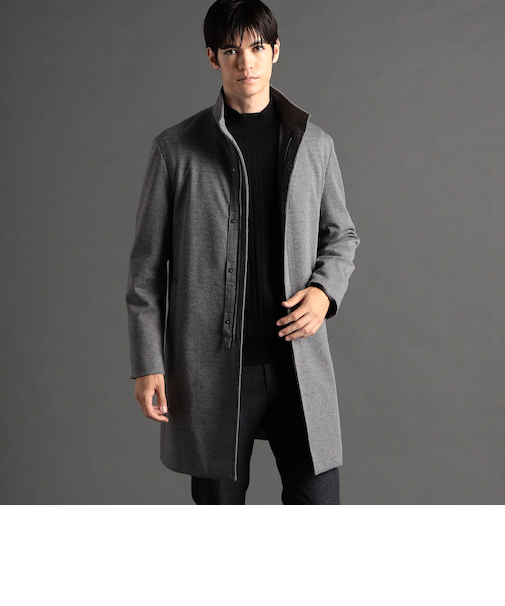 ダブルジャカードニット スタンドカラーコート