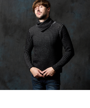 アフガンネックニット