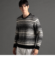 グラデーションボーダー クルーネックニット