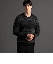 グラデーションボーダー クルーネックニット