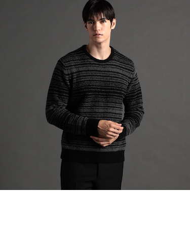 グラデーションボーダー クルーネックニット