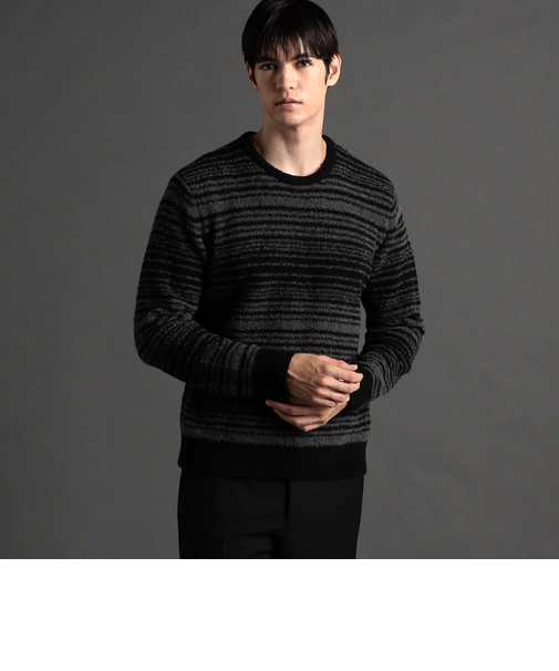 グラデーションボーダー クルーネックニット