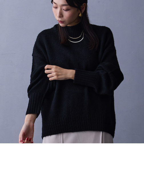 ハイネックニットプルオーバー