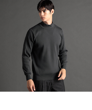 ワイドリブ モックネックニット