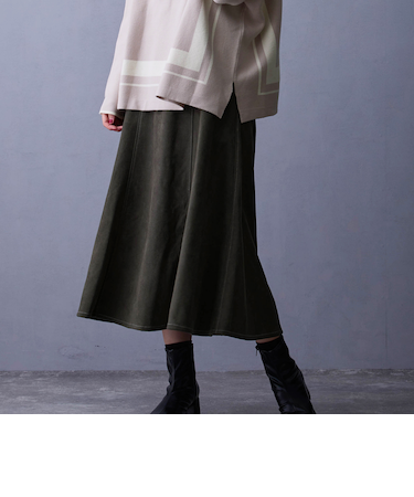 フェイクスエードフレアスカート