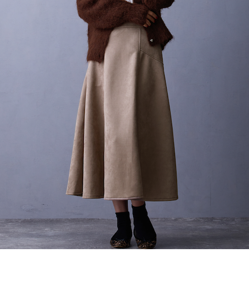フェイクスエードフレアスカート