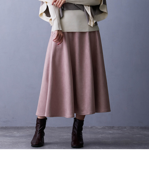 フェイクスエードフレアスカート｜ニコルの通販｜&mall（アンドモール