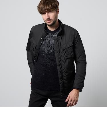 ナイロンタフタ　顔料プリント中綿ブルゾン