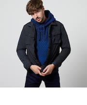 ナイロンタフタ　顔料プリント中綿ブルゾン