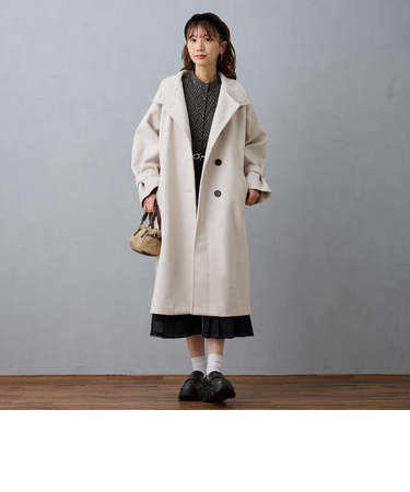 スタンドカラーロングコート