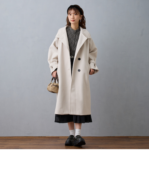 スタンドカラーロングコート