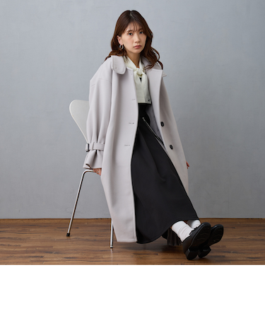スタンドカラーロングコート