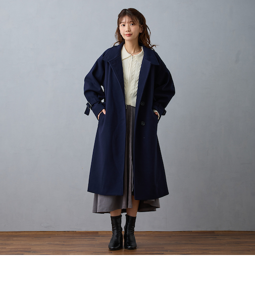スタンドカラーロングコート