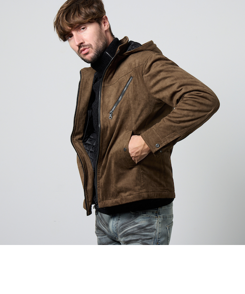 マイクロ起毛ポンチ　ワッシャープリント中綿ブルゾン