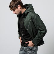 マイクロ起毛ポンチ　ワッシャープリント中綿ブルゾン