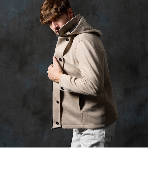 マイクロ起毛ポンチ ムラプリントナポレオンブルゾン