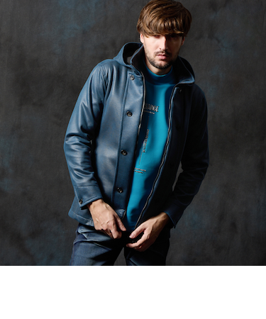 マイクロ起毛ポンチ ムラプリントナポレオンブルゾン