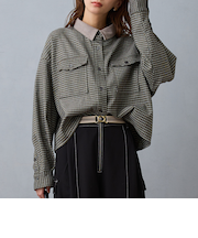 クロップドチェックシャツ