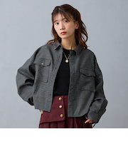 クロップドチェックシャツ