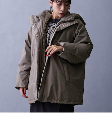 ファーライナー付きドロストダウンブルゾン