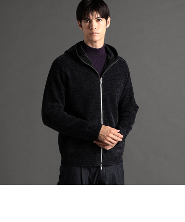 メランジベロア ニットフーディ