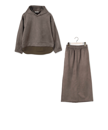 【セット企画】ディアスキン レイヤード風パーカー＋スカート