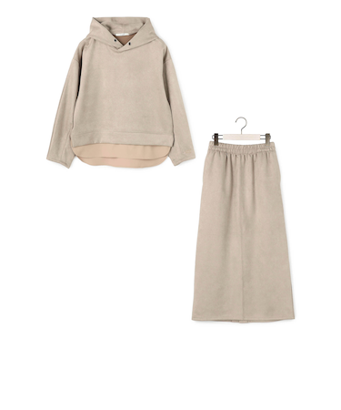 【セット企画】ディアスキン レイヤード風パーカー＋スカート