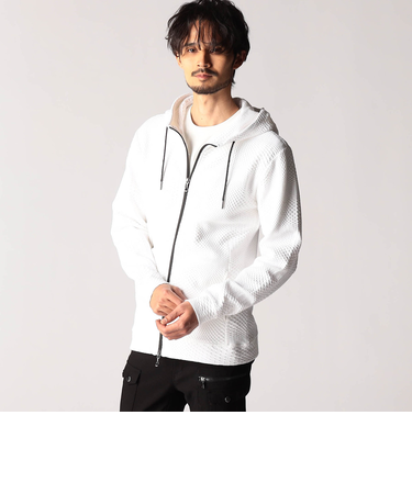 ジオメトリックジャガードフードパーカー