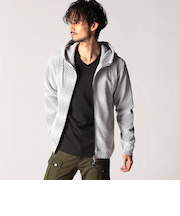 ジオメトリックジャガードフードパーカー