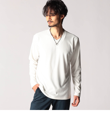 リンクスジャカード　Vネックカットソー