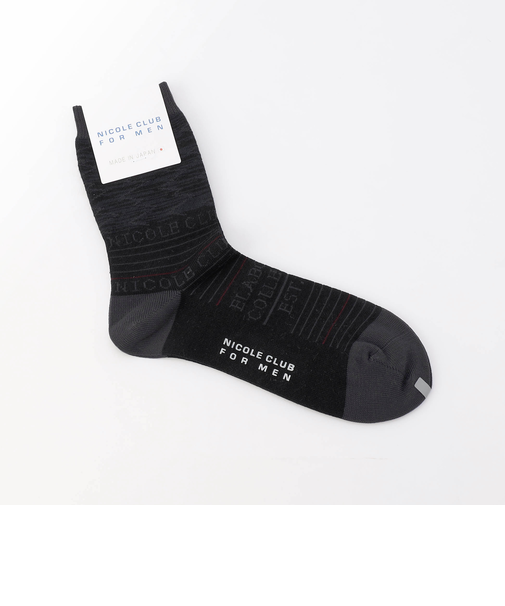 ボーダー×ロゴクルーソックス(日本製)