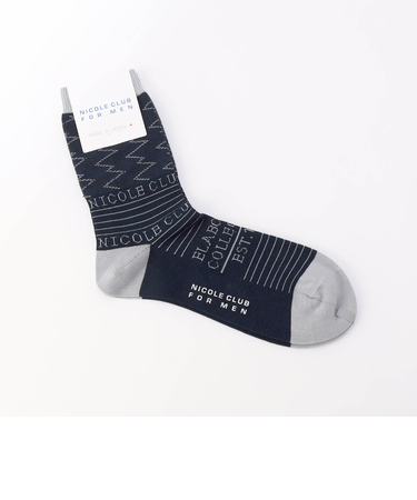 ボーダー×ロゴクルーソックス(日本製)