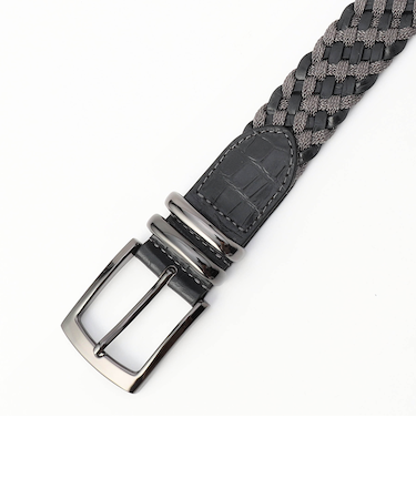 【RIELABO】エンボスイタリアンレザー メッシュベルト