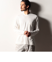 【RIELABO】シルク混ストレッチスムースクルーネックプルオーバー