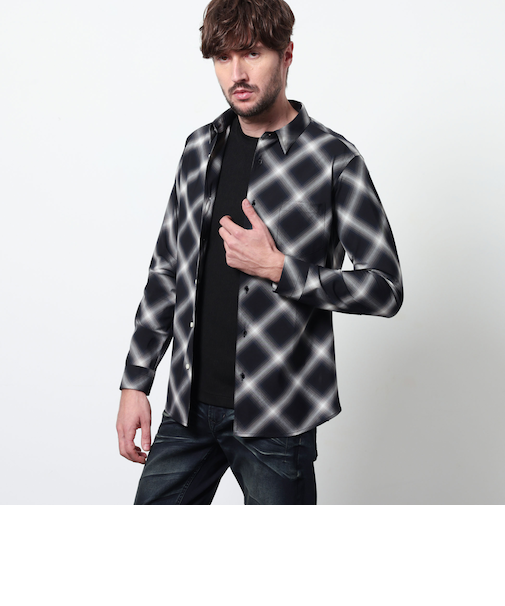 オンブレチェックショートレギュラーシャツ