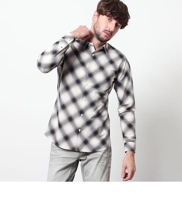 オンブレチェックショートレギュラーシャツ