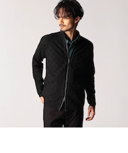 ブロックチェックニットブルゾン