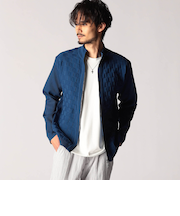 ブロックチェックニットブルゾン