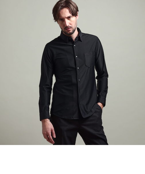 【HIDEAWAYS BLACK】シアーマイクロチェックレギュラーカラーシャツ