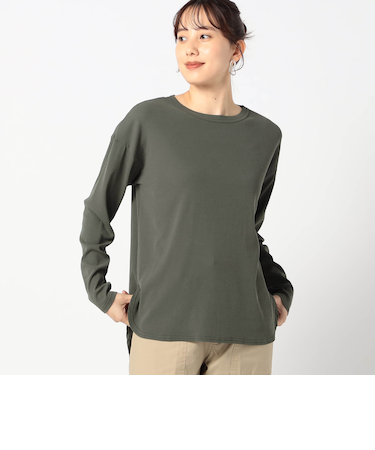 【日本製】長袖　裾ラウンドカットソー