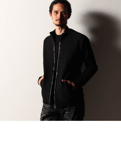 【RIELABO】グリッターブロックチェック ドライバーズニット