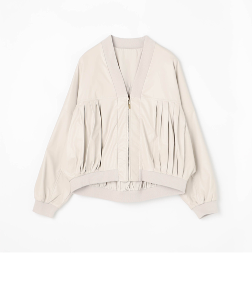 【WALDO】合皮プリーツジップアップブルゾン