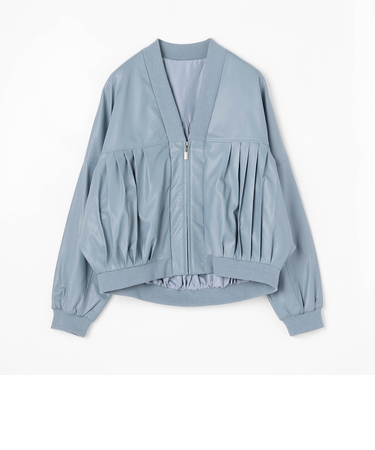 【WALDO】合皮プリーツジップアップブルゾン