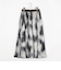 【WALDO】ウエストゴムムラ染め光沢プリントギャザーフレアースカート