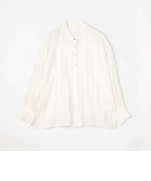 【WALDO】前付き合わせタック入りバンドカラーブラウス