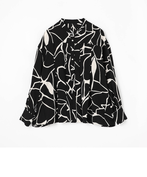 【WALDO】前付き合わせタック入りバンドカラーブラウス