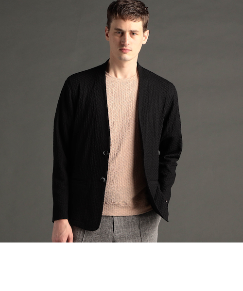 グラフィックジャカード ノーカラーニットジャケット｜ニコルの通販