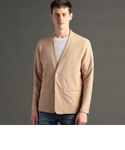 グラフィックジャカード ノーカラーニットジャケット