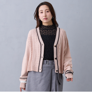 アシメ配色チルデンカーディガン